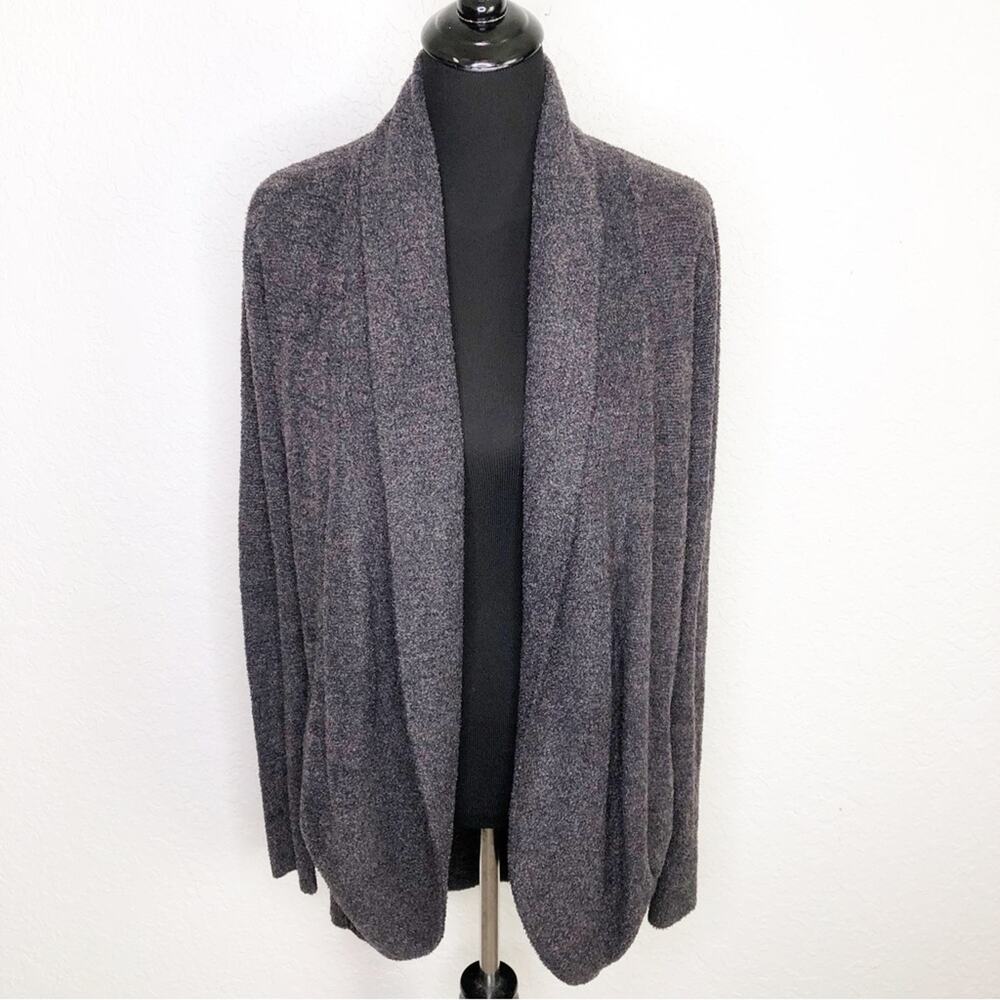 Barefoot Dreams gray brown open front long cardigan sweater size XS / Small